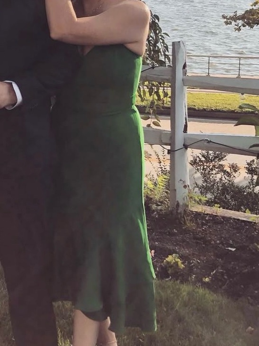 Banana Republic Emerald Green Slip Dress with Flounce Hem size 2